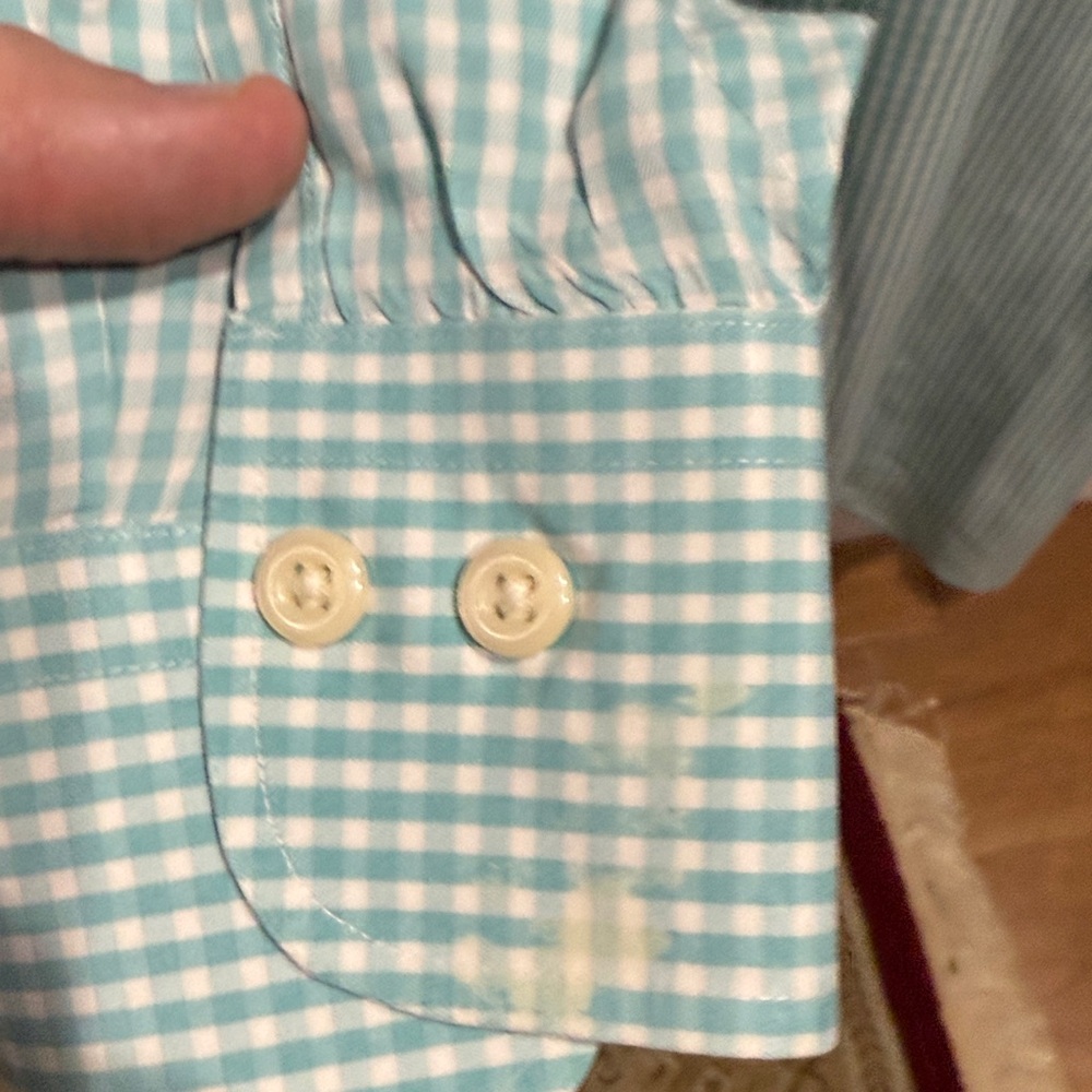 Peter Millar Turquoise Checkered Button Down Shirt - image 5